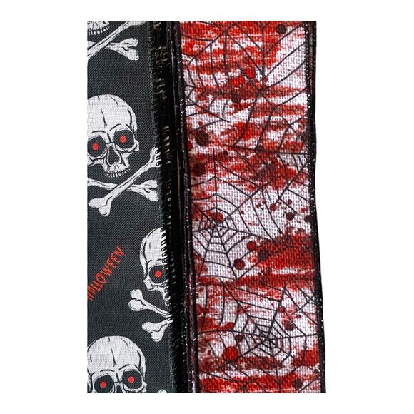 Skull & Blood Splatter Halloween Ribbon Bundle Set – Wreath & Craft Supply - Picture 2 of 3